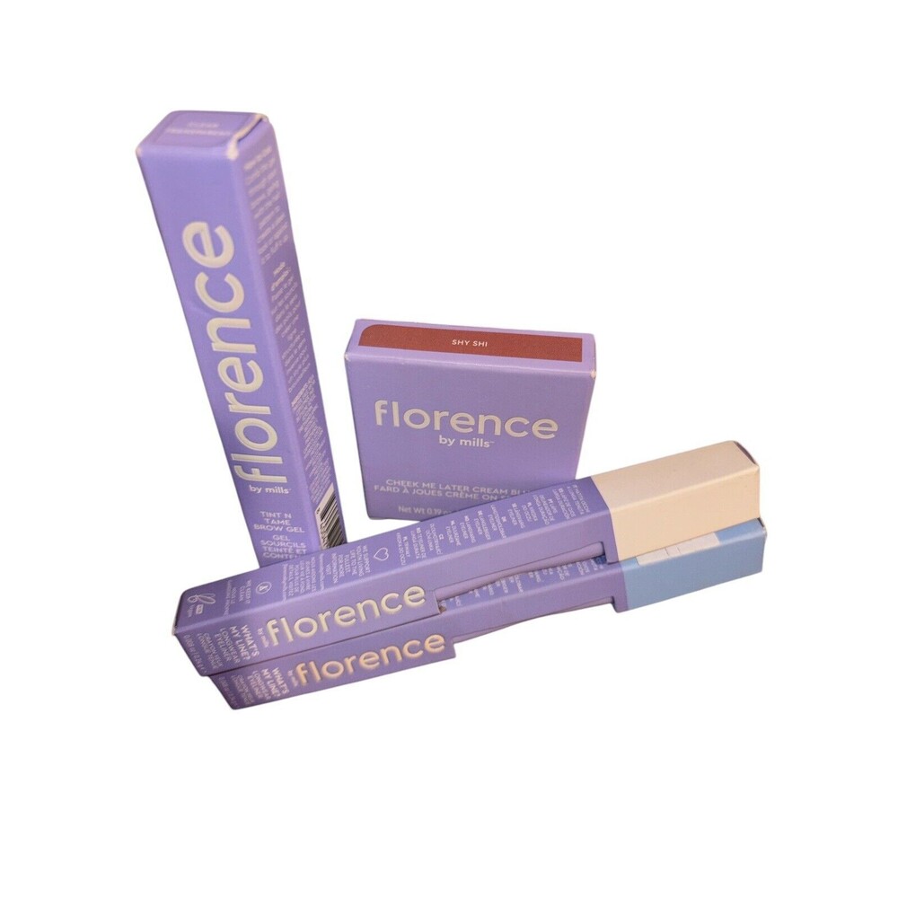 Florence By Mills 4 Pc Eyeliner, Brow Gel, Blush Bundle NEW